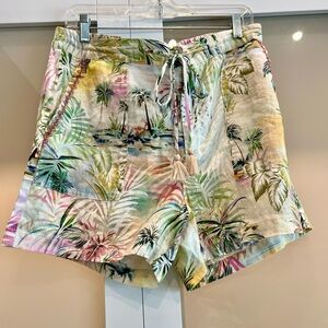 NWT Johnny Was Linen Tropical Print Women's Shorts